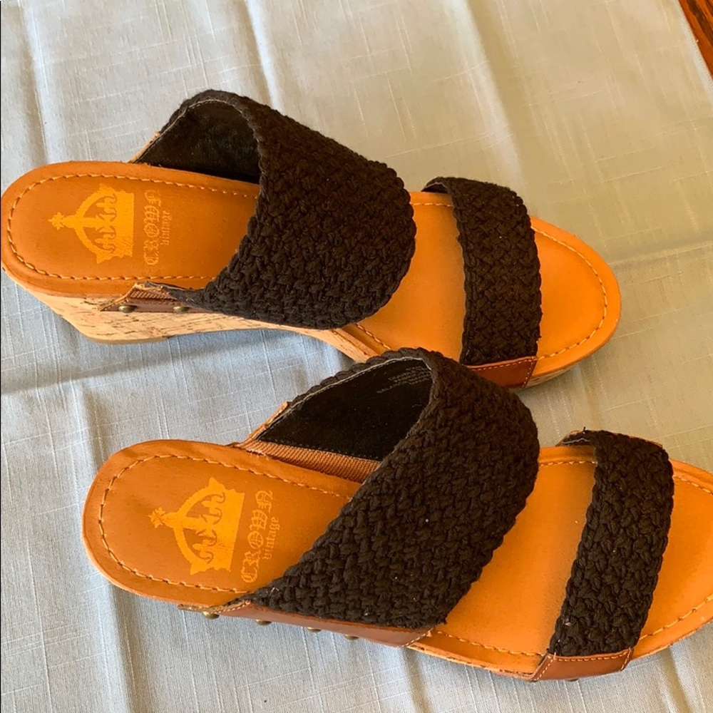 Crown Vintage Wedge Sandals, Size 8